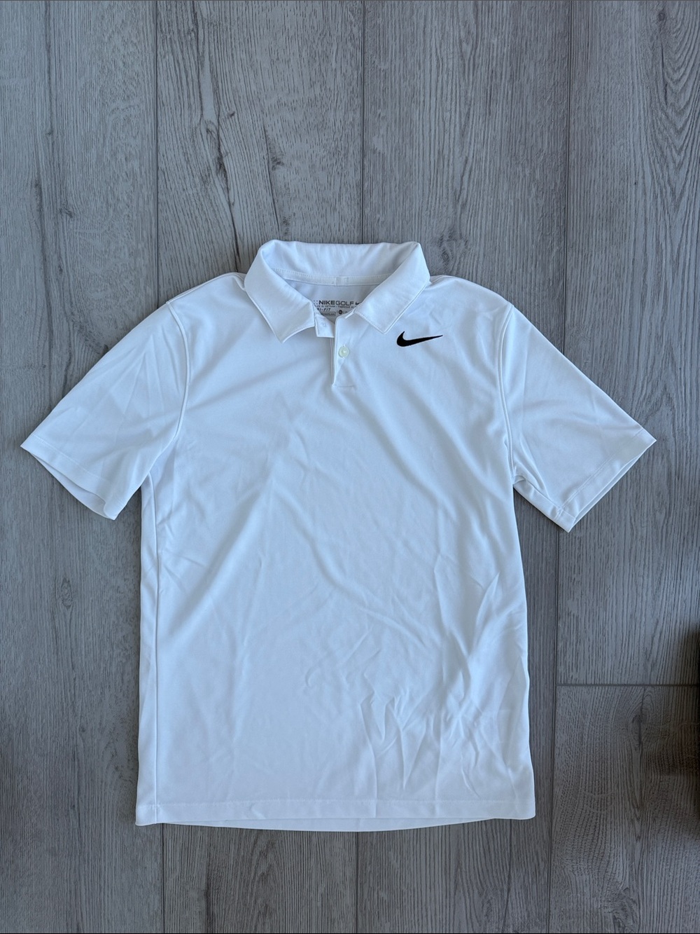 Nike White Short Sleeve Polo with Black Swoosh